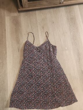 Madewell Black Mini Dress with Pink & Red Floral Print